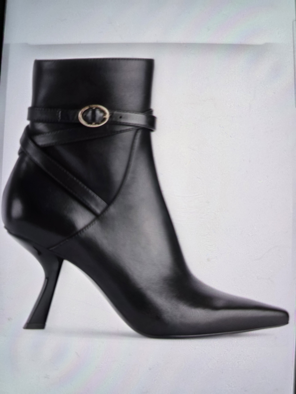 Karl Lagerfeld Black Leather Pointed-Toe Ankle Boots